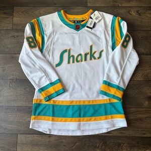 Adidas Men's San Jose Sharks Reverse Retro Jersey Burns 88 White Size 44 NEW